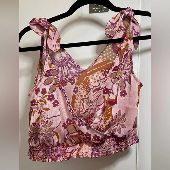 NWT Free People Weekend in Montauk Smocked Crop Tie Strap Tank Size XS - Picture 7 of 8